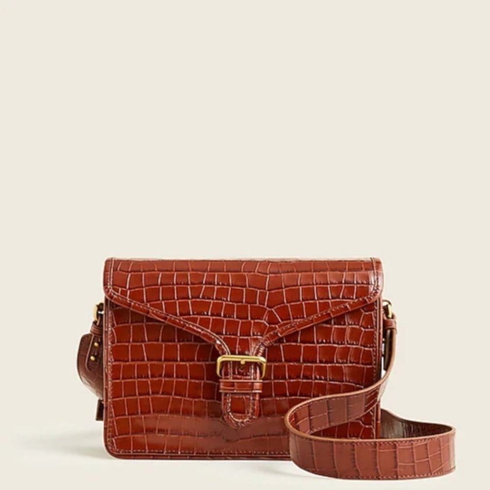 J.Crew Copenhagen satchel bag in croc-embossed leather